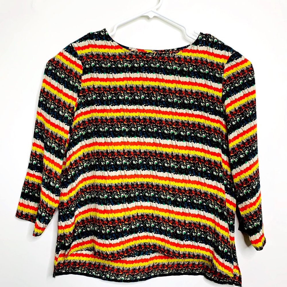 Broadway & Broome 3/4 Sleeve Striped Silk Top